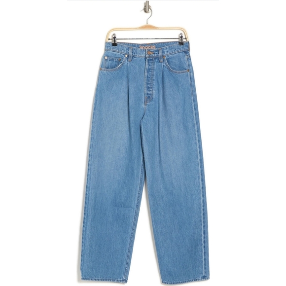 NWT Mother SNACKS! The Pleated Fun Dip Puddle Straight Leg Jeans - Picture 2 of 6